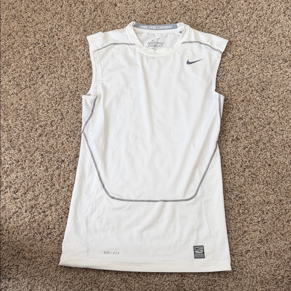 Nike White Sleeveless Dri-FIT Shirt